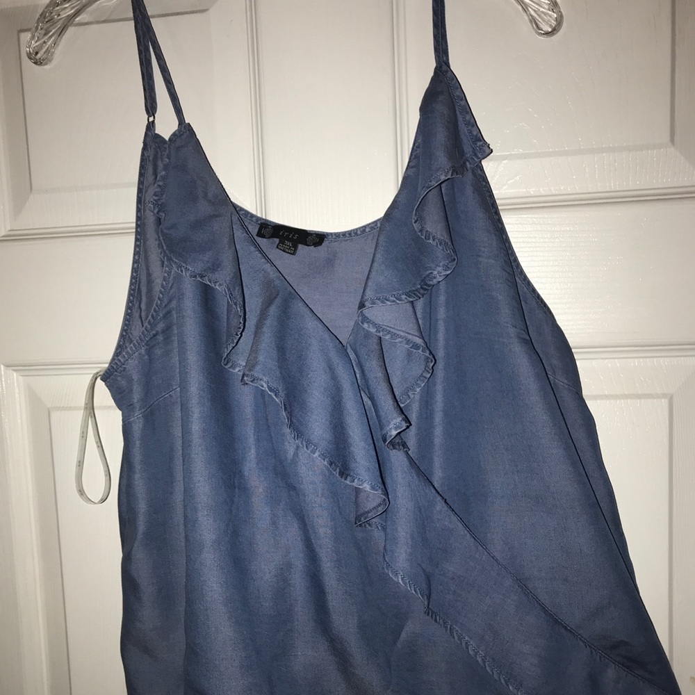 Denim strap blouse size 3x